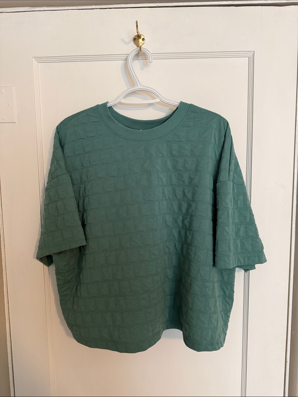 a new day Teal Green Textured Boxy Crop Top Tee